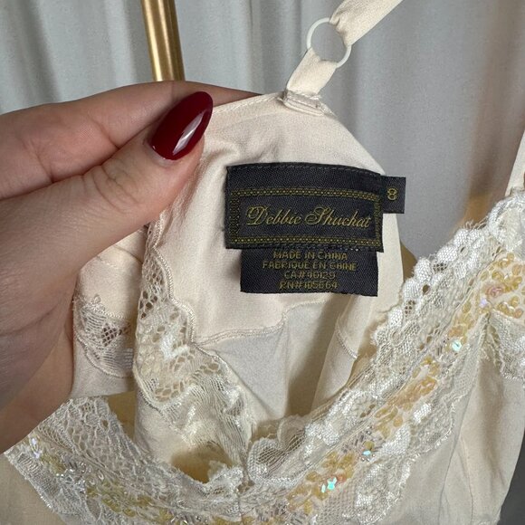 Vintage Y2K Debbie Shuchat Silk Lace Beaded Camisole sz 8 - Picture 3 of 10